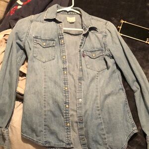 Levi's Classic Blue Denim jean snap button Shirt